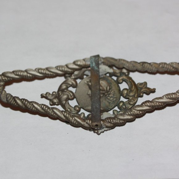 Antique Victorian Woman Metal Clasp Cape Cloak Shawl Scarf Slide 4 1/2 inch - Picture 3 of 4